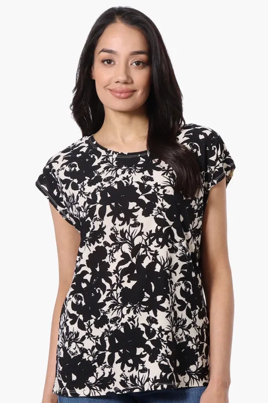 Beechers Brook Floral Cap Sleeve Tee - Black sold by Fairweather