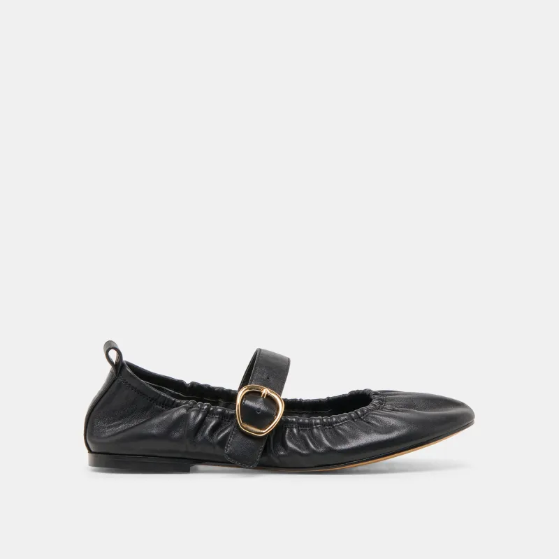 CAELY BALLET FLATS BLACK LEATHER sold by Dolce Vita