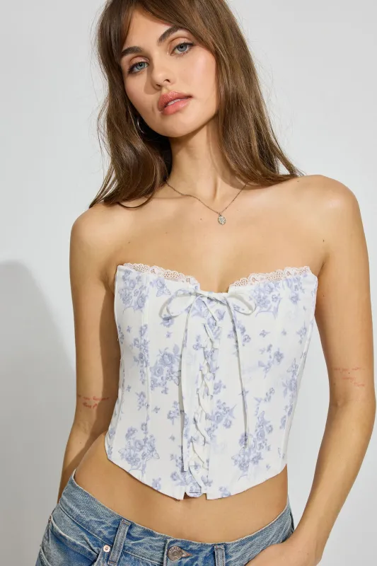 Lace Trim Lace Up Corset sold by Garage
