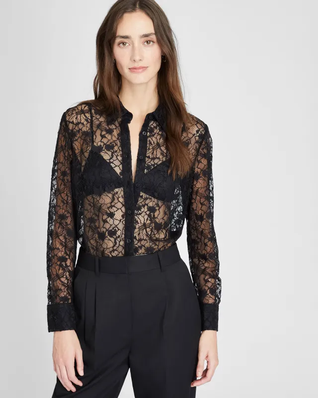 Sheer Lace Button Down Shirt sold by Club Monaco