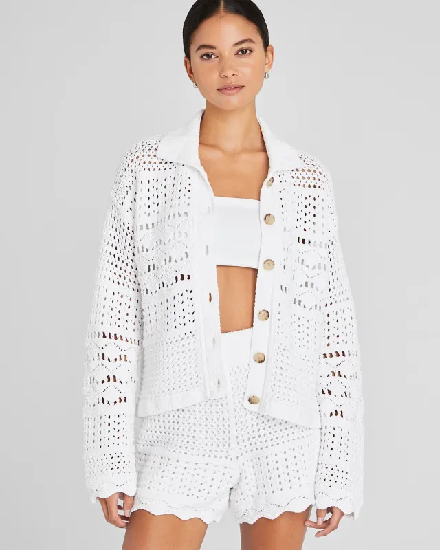 Open Stitch Long Sleeve Button-Down Sweater sold by Club Monaco