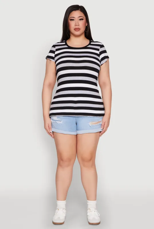 Plus Size Striped Tee sold by Rainbow