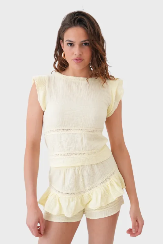 "Junies" short yellow sold by Meet Me There