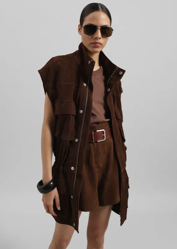 Turin Suede Cargo Jacket - Brown sold by Frankie Shop