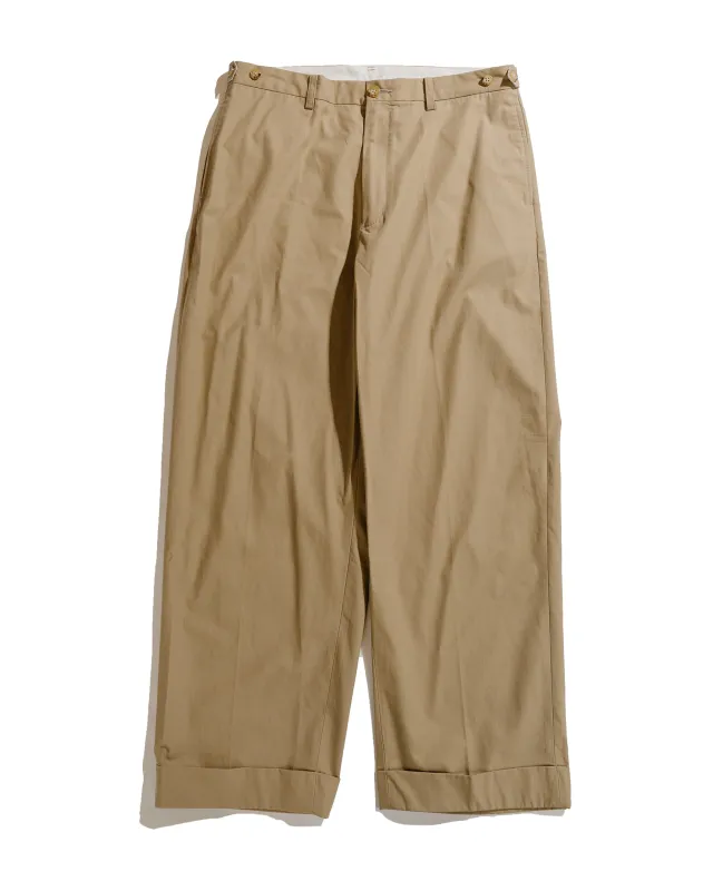 Beams Plus IVY Trousers Wide High Density Cotton Beige sold by Lost & Found