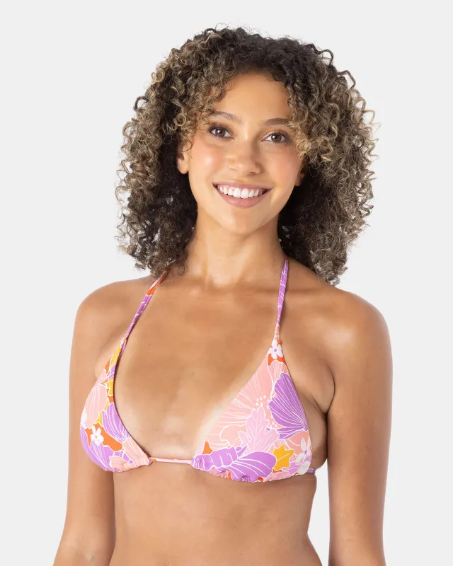 Bell Bottom Blooms Tiki Triangle Bikini Top sold by Roxy