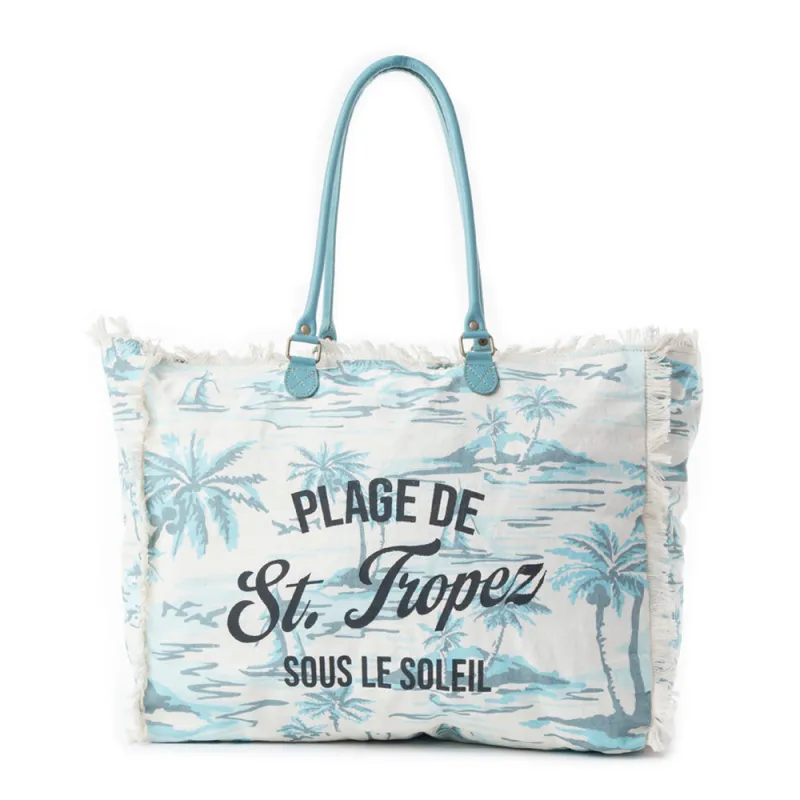 Saint Tropez Weekender Bag In Green & White sold by Myra Bag