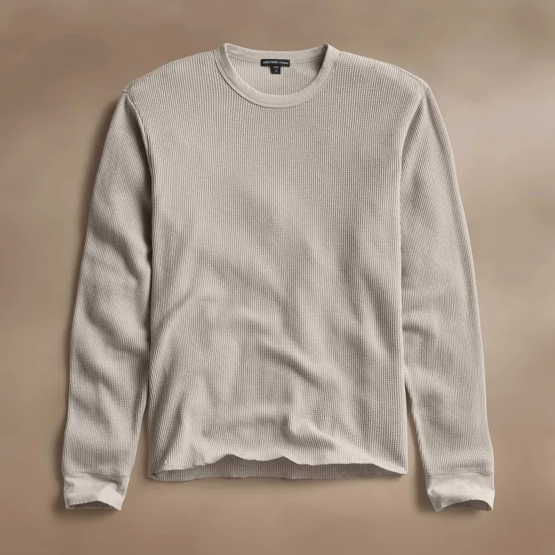 Cotton Linen Waffle Crew - Salt sold by James Perse