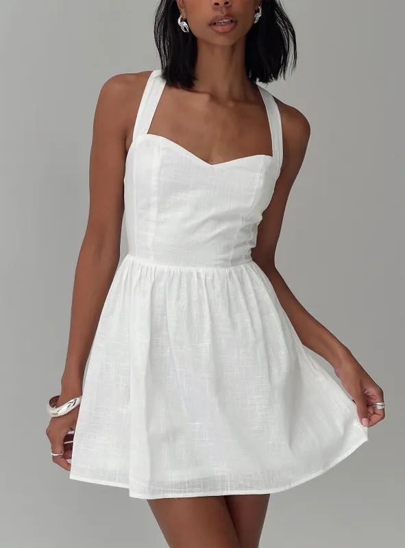 Zolena Halter Mini Dress White sold by Princess Polly