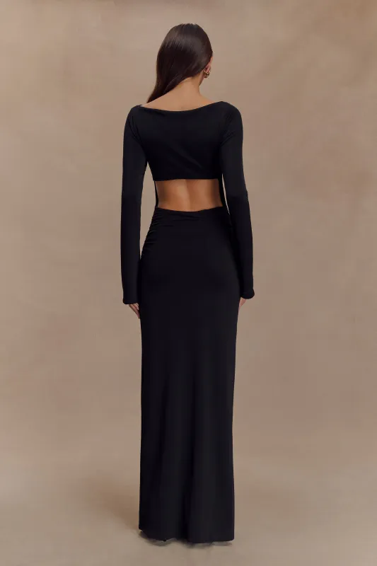 Vienna Slinky Cut Out Maxi Dress - Black sold by Meshki