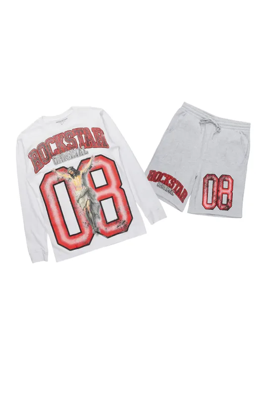 Fields White/Grey Long Sleeve T-Shirt Short Set sold by Rockstar Original