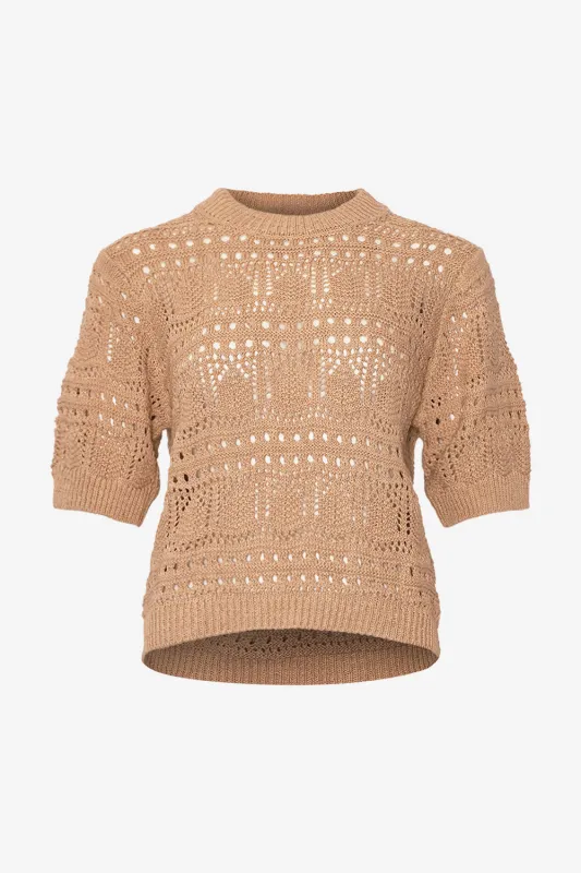 Livia Knit Top Oyster Melange sold by Noella Fashion