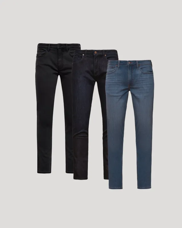 Black Medium Indigo Slim Comfort Stretch Jeans 3-Pack sold by True Classic
