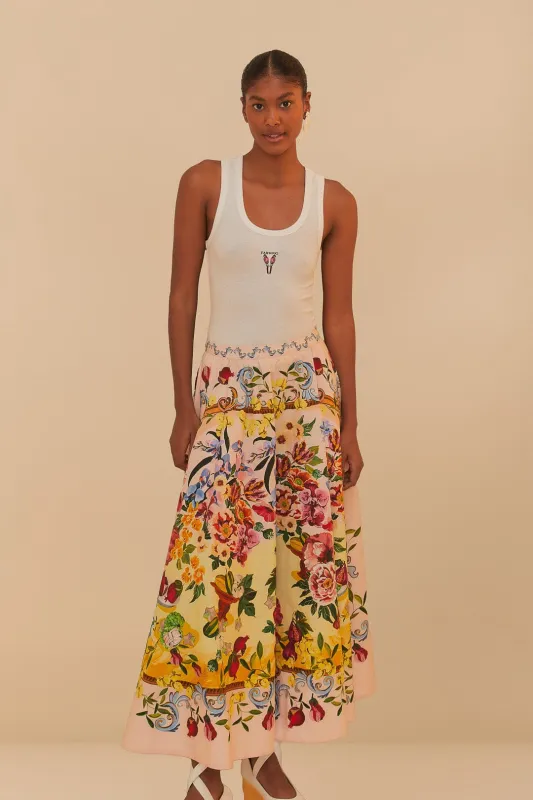 Pink Garden Terrace Organic Cotton Midi Skirt sold by FARM Rio