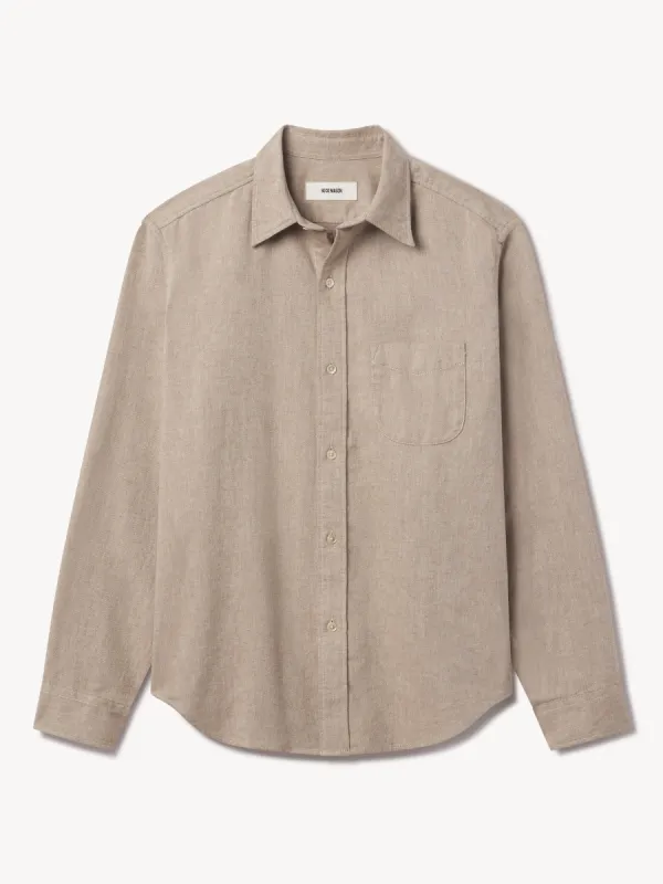 Heather Limestone Pacific Twill One Pocket Shirt sold by Buck Mason