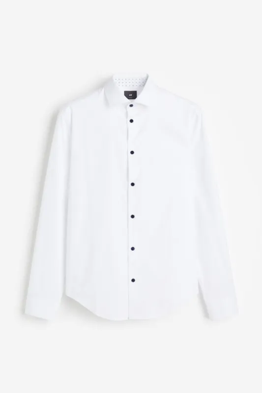 H&M - Slim Fit Premium cotton shirt - White sold by H&M