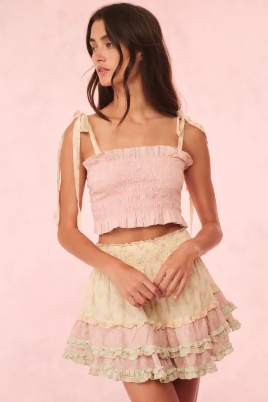 Camellia Cotton Mixed Print Mini Skirt sold by LoveShackFancy