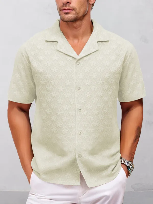 Stylish Floral Jacquard Textured Shirt sold by Coofandy
