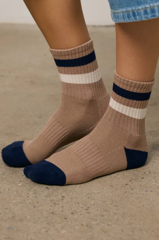 Striped Knit Socks in Mocha sold by bohme