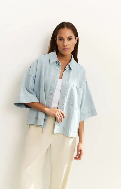Yaya Oversized Cropped Denim Jacket sold by Boutique with Grace