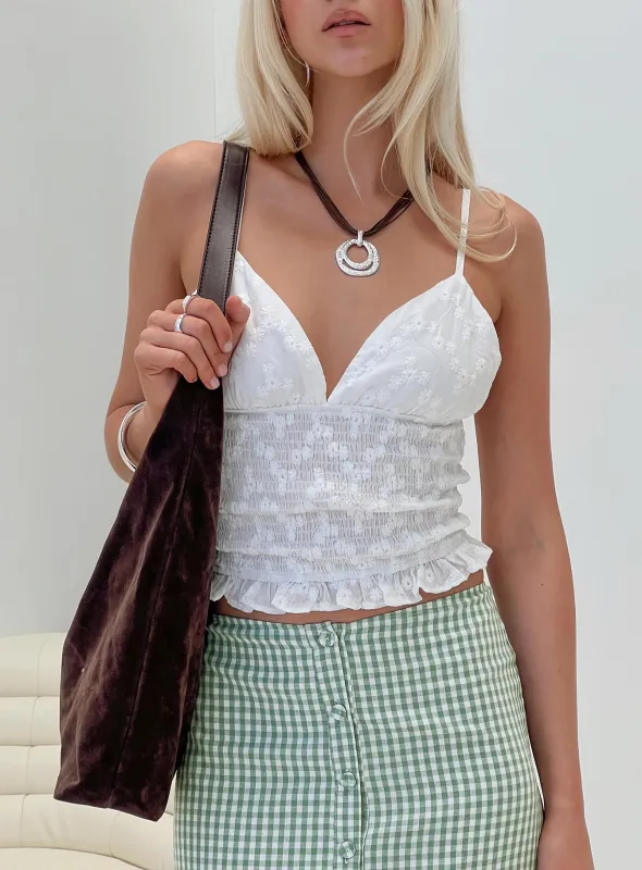 Clued In Frill Detail Top White sold by Princess Polly