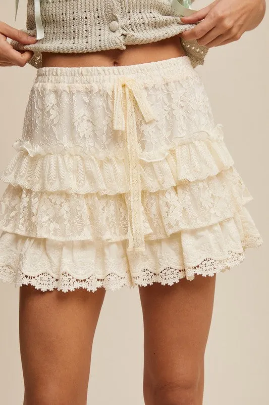 Lace Ruffled Shorts sold by U-NI-TY