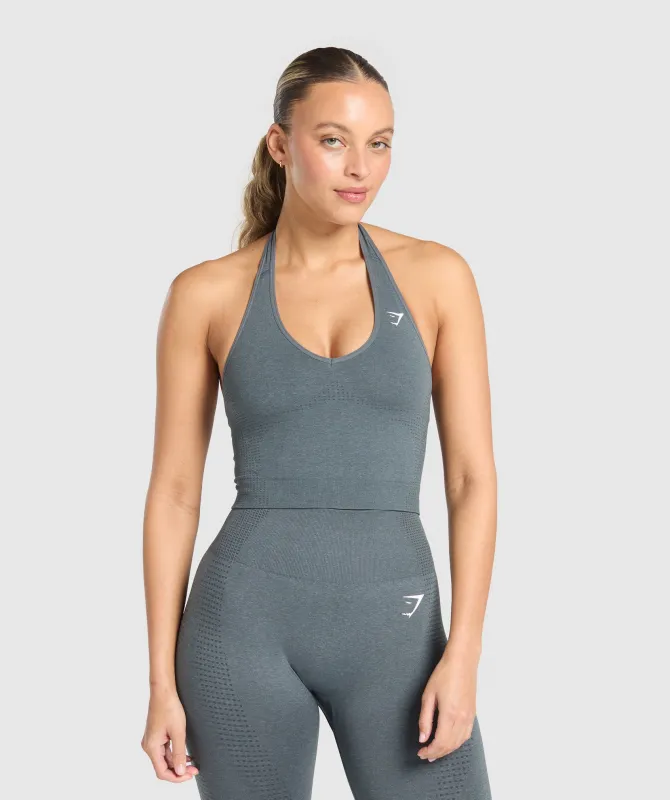 Gymshark Vital Halter Neck Tank With Shelf - Strong Grey Marl sold by Gymshark