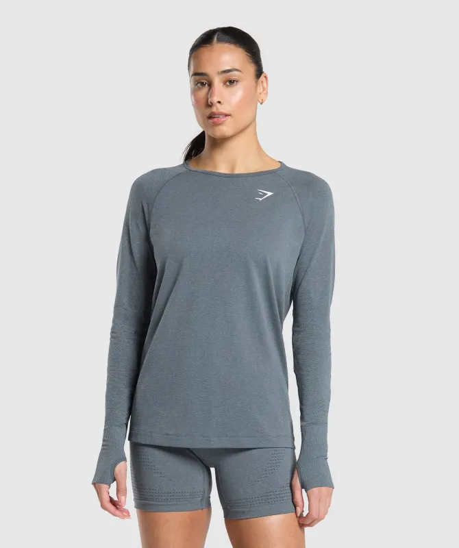 Gymshark Vital Seamless 2.0 Light Long Sleeve Top - Strong Grey/Marl sold by Gymshark