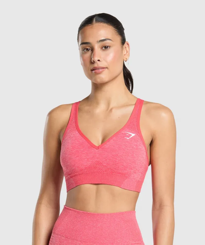 Gymshark Vital V Neck Sports Bra - Coral Red/Marl sold by Gymshark