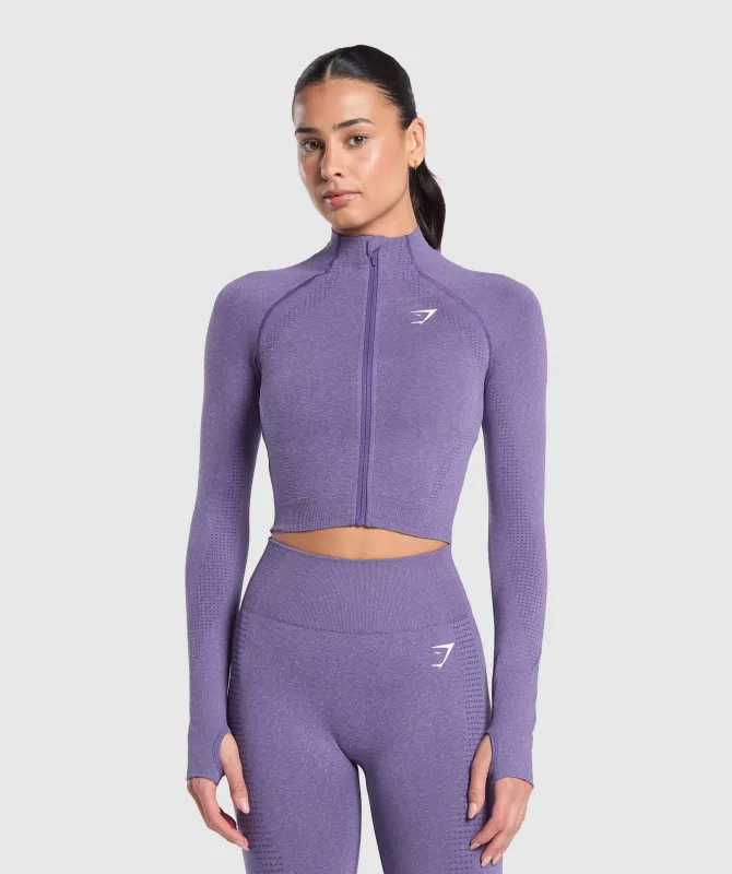 Gymshark Vital Seamless Midi Zip 2.0 Pullover - Functional Purple/Marl sold by Gymshark