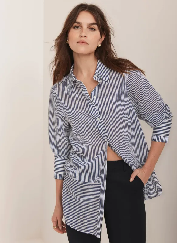 Blue Striped Longline Shirt sold by Mint Velvet