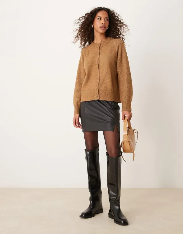 Selected Femme knitted cardigan in tan-Brown sold by ASOS