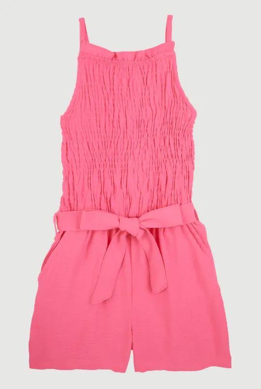 Girls Sleeveless Smocked Romper sold by Rainbow