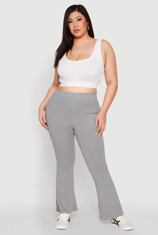 Plus Size Snatched High Waisted Flared Active Pants sold by Rainbow