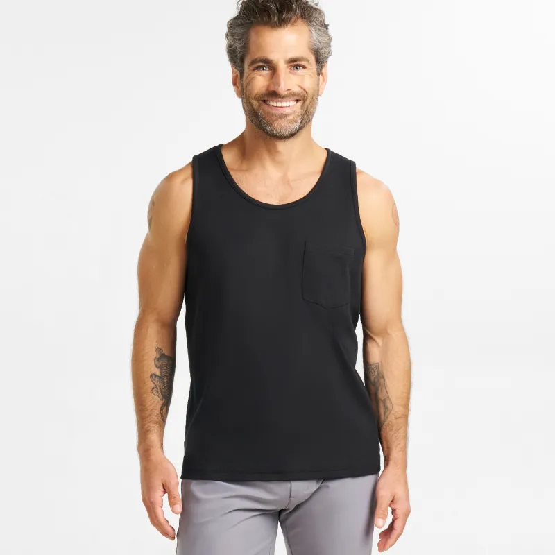 Black Micro Pique Tank sold by Ash & Erie