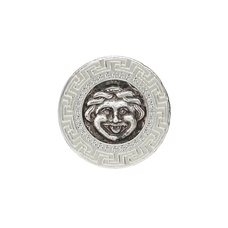 Gorgon Coin Signet Ring, White Diamond sold by Pascal Design Official