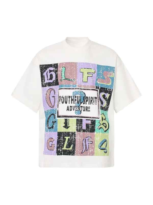 Letter Graphic Crew-Neck T-Shirt sold by Thesupermade