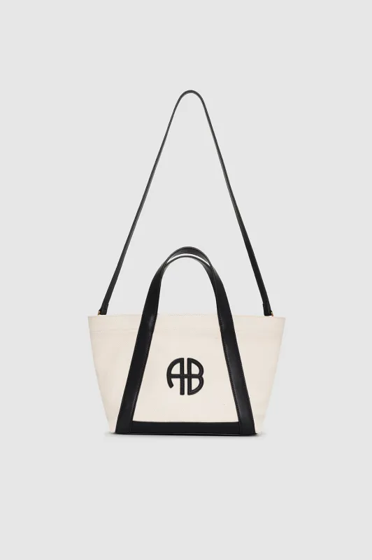 Small Cara Tote - Natural Canvas With Black sold by Anine Bing