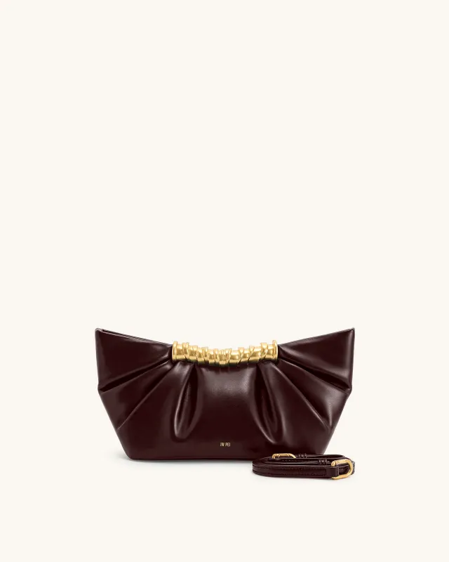 Leia Pleated Clutch - Deep Burgundy sold by JW PEI
