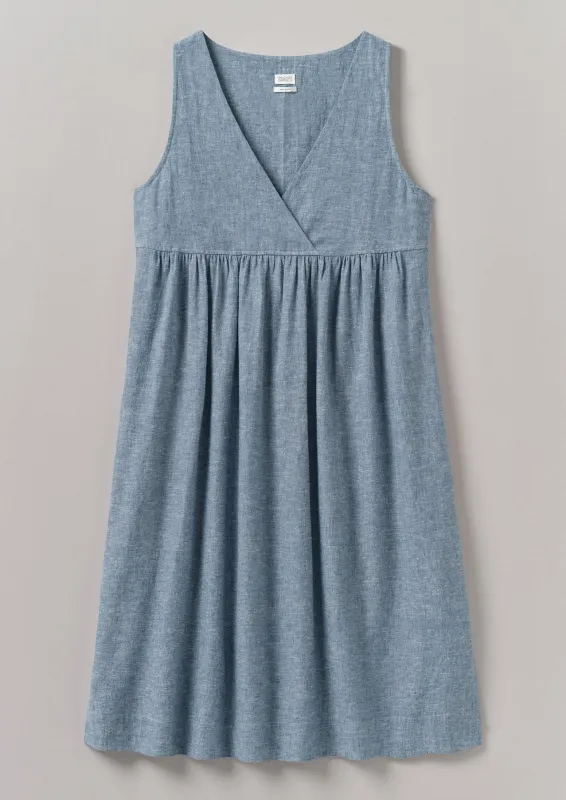 Lightweight Linen Cotton Lounge Dress | Dusty Blue sold by TOAST