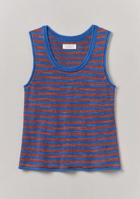 Stripe Linen Cotton Knitted Vest | Bluebird/Brick sold by TOAST