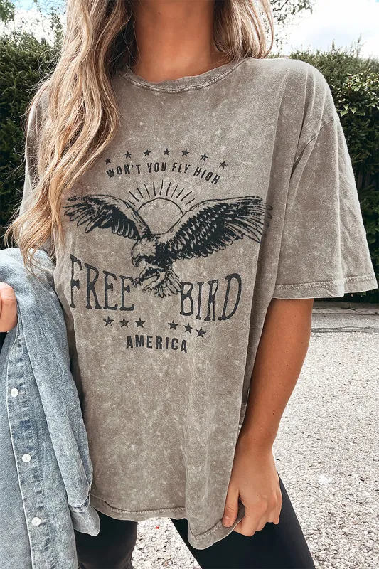 AMERICA FREE BIRD Vintage Graphic Mineral Washed Tee sold by Beagle Boutique