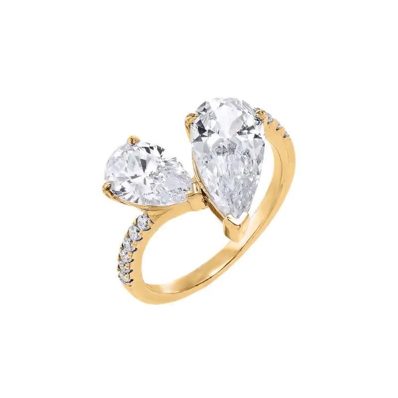 Pave Graduated Double Teardrop Ring sold by Adina Eden's