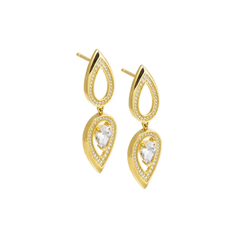 Pave Double Teardrop Fancy Drop Stud Earring sold by Adina Eden's
