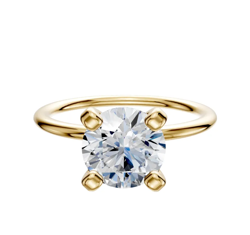 18K Yellow Gold 4 Prong Classic Dome 1.5mm Engagement Ring sold by Promise By Effy