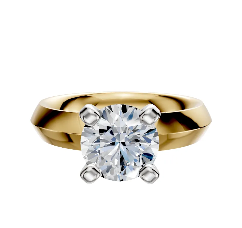 18K Two Tone 4 Prong Classic Knife Edge 4.0mm Engagement Ring sold by Promise By Effy