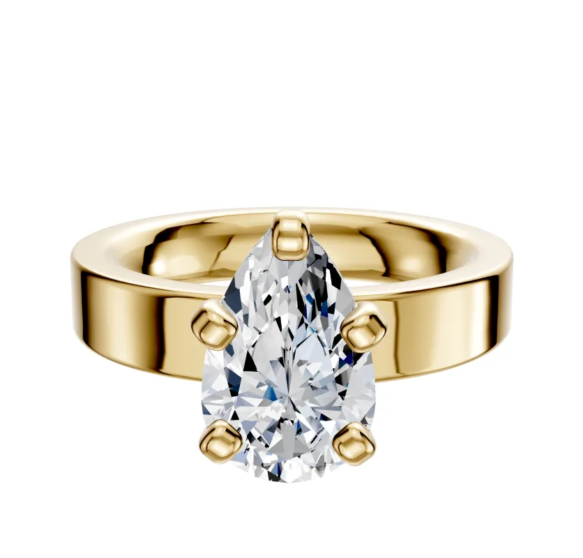 14K Yellow Gold 4 Prong Classic Flat 4.0mm Engagement Ring sold by Promise By Effy