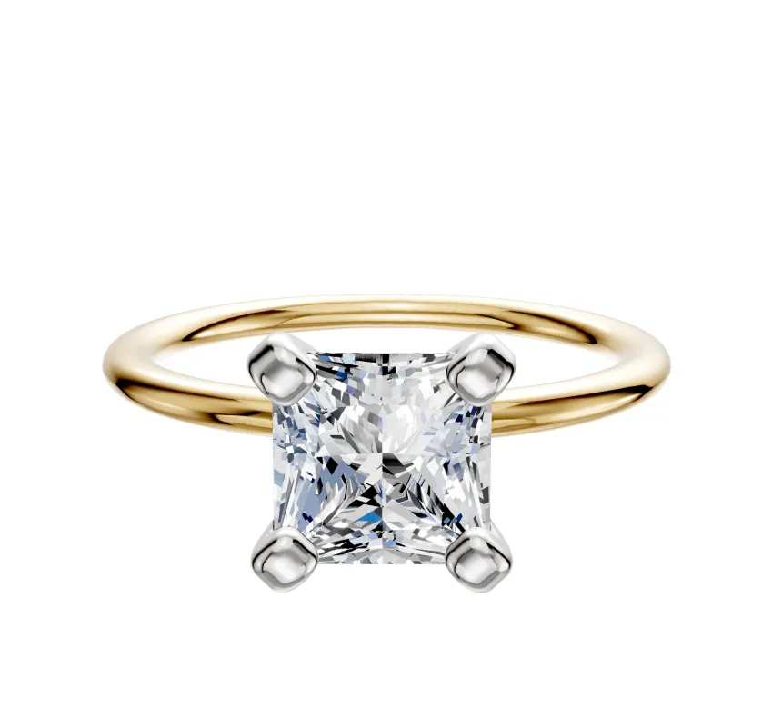 14K Two Tone 4 Prong Classic Dome 1.5mm Engagement Ring sold by Promise By Effy