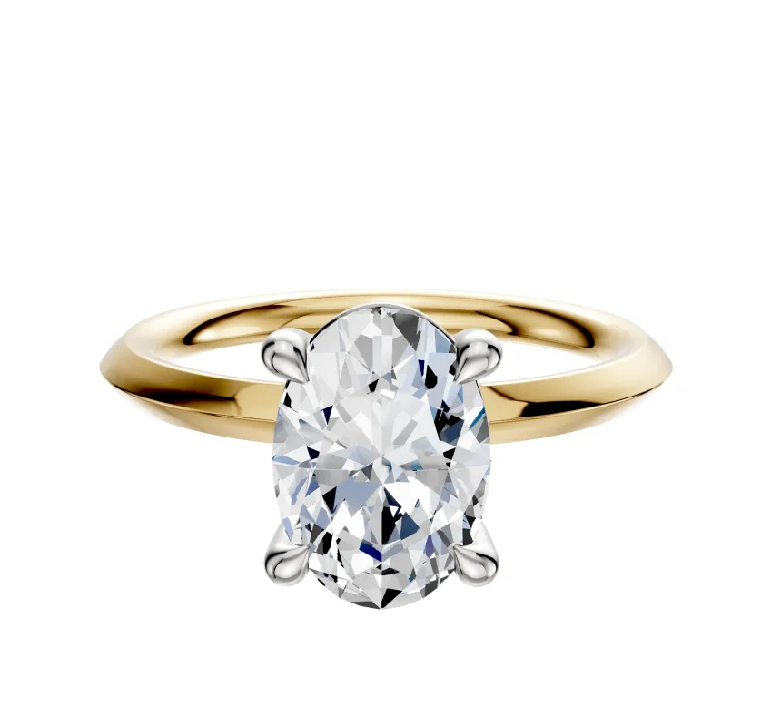 18K Two Tone 4 Prong Basket Classic Knife Edge 2.0mm Engagement Ring sold by Promise By Effy