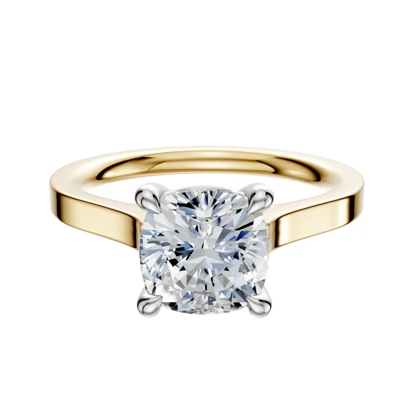 18K Two Tone 4 Prong Basket Cathedral Flat 2.0mm Engagement Ring sold by Promise By Effy